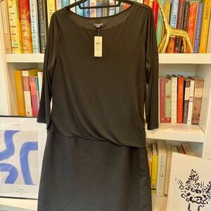 NWT Ann Taylor drapey top long sleeve cocktail dress, size 12, in black